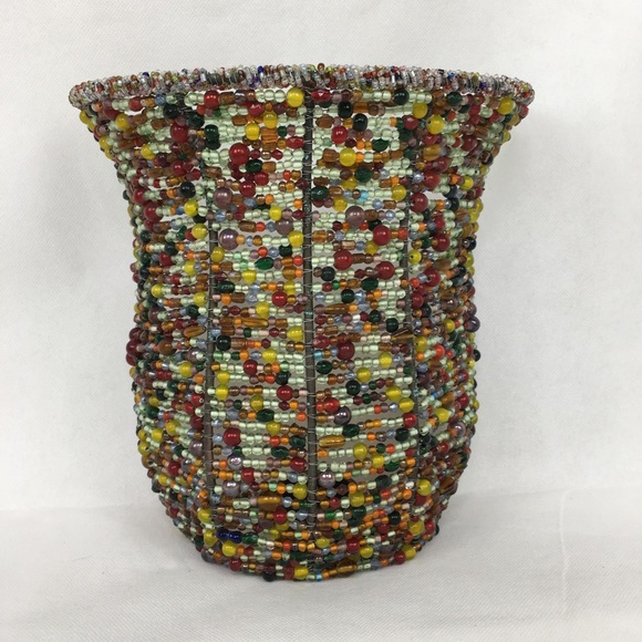 Multi-Colored Beaded Wall Sconce Candle Holder - Picture 2 of 7